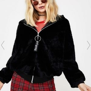 Girl Gang furry zip up hoodie